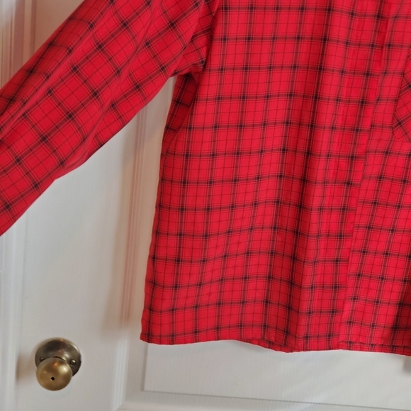 💝 VTG GIANNA BELLINI RED & BLACK POLYESTER BLOUSE - Picture 4 of 8